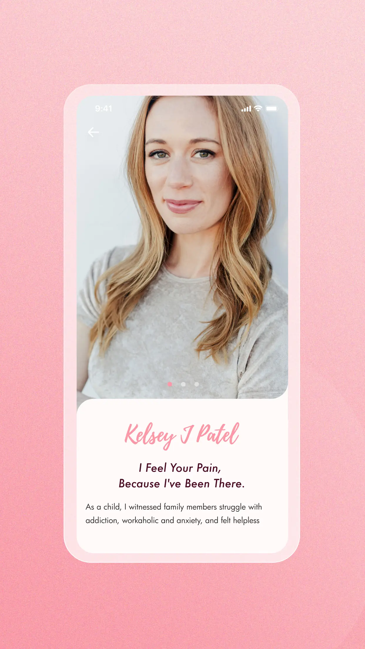 The Pure Joy founder introduction screen, featuring Kelsey J Patel